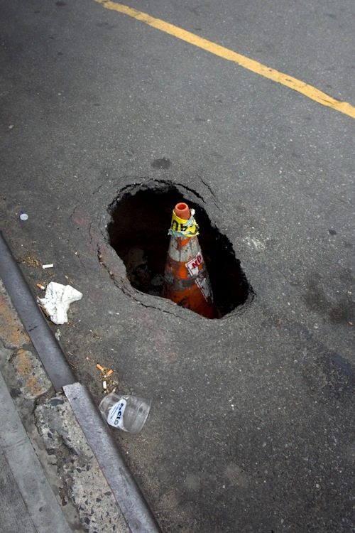 hole traffic cone Williamsburg